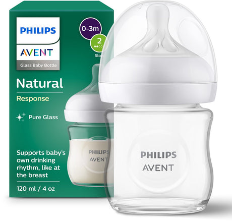 Philips Avent Natural Response Flaschenglas – 120 ml – Durchfluss 2 – bps frei – 1 Flasche – Neugeborene – SCY930 01