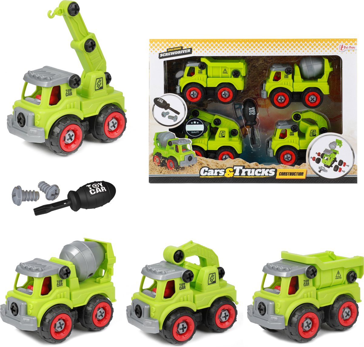 Toi-toys Autos LKW Baufahrzeuge mit Schraubenzieher