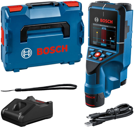 Bosch professional d-tect 200 c – Rohrsuchgerät – inklusive 1x Akku 12V GBA 2,0 Ah – USB-C-Kabel – Handschlaufe – L-Boxx