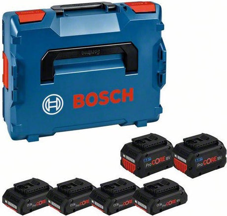 Bosch Professional 18 V Akku-Set Werkzeugakku - Biturbo - 4x Procore18V 4,0 Ah + 2x Procore18V 8,0 Ah - in L-Boxx