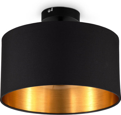B.k.licht - Deckenleuchte - schwarz-golden - rund - Dekoleuchte - mit E27-Fassung - ø30cm