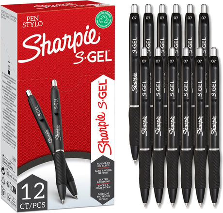 Sharpies Gel | Gelstifte | mittlere Spitze (0,7 mm) | schwarze Tinte | 12 Stück