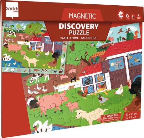 Scratch 2 in 1 Magnetpuzzle – Entdeckungsspiel – Bauernhof – 52,3 x 30,5 cm – 48 Teile – 3 Jahre