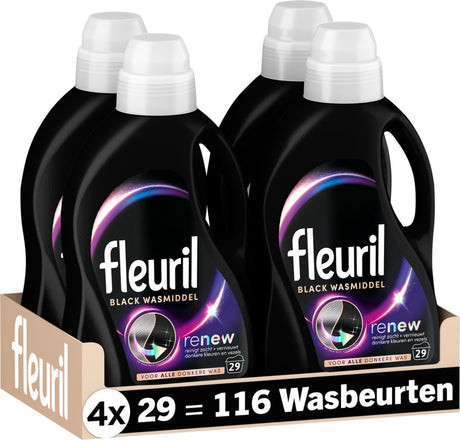Fleuril Black – Flüssigwaschmittel – dunkle und schwarze Wäsche – 4x29 Wäschen – Vorteilspack