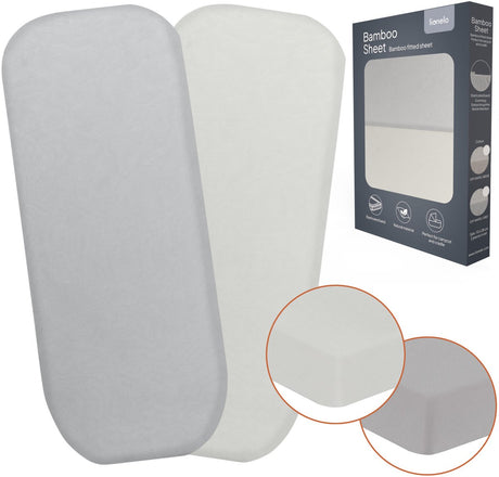 Lionelo Bambus-Bettlaken-Set mit 2 Spannbettlaken 70 x 28 cm für Kinderbett-Reisebett – Bettlaken für Babybett – Bambus-Viskose, mit Gummizug, atmungsaktiv weich – geeignet für Matratzen bis 10 cm – umweltfreundlich
