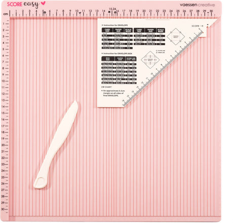 Vaessen creative rilbord - score easy - 30,5 x 30,5 cm - met vouwbeen en liniaal - in cm - roze