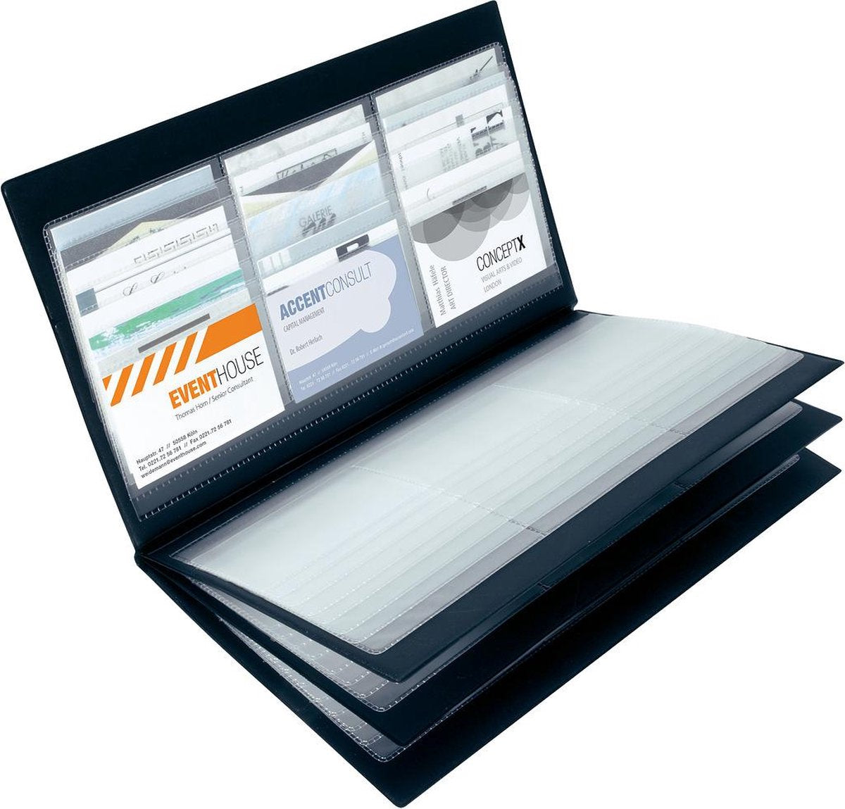 Sigel Visitenkartenmappe - 180x300x19mm - schwarzes Kunstleder - für 288 Karten - si-vz175