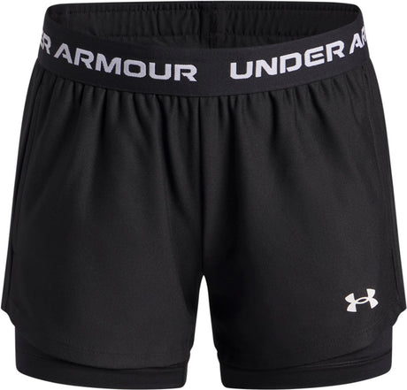 Under Armour ua Tech Play Up 2n1 kurze Unisex-Sporthose – Schwarz – Weiß
