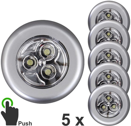 B.k.licht briloner – 5er-Set Schrankleuchten – Unterbauleuchten – batteriebetrieben – selbstklebend – Nachtlicht – Schrankleuchten – ø6,8 cm