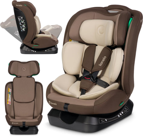 Lionelo Aart i-Size Autositz 4in1 – 40–150 cm (0–12 Jahre) – RWF FWF – nach hinten bis zu 105 cm – Installation mit Sicherheitsgurt – Kopfstütze aus Memory-Schaum – 13 Positionen – neigbar – waschbarer Bezug – R129-zertifiziert
