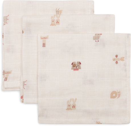 Jollein hydrofiel monddoekje basic - animal friends - 3 stuks