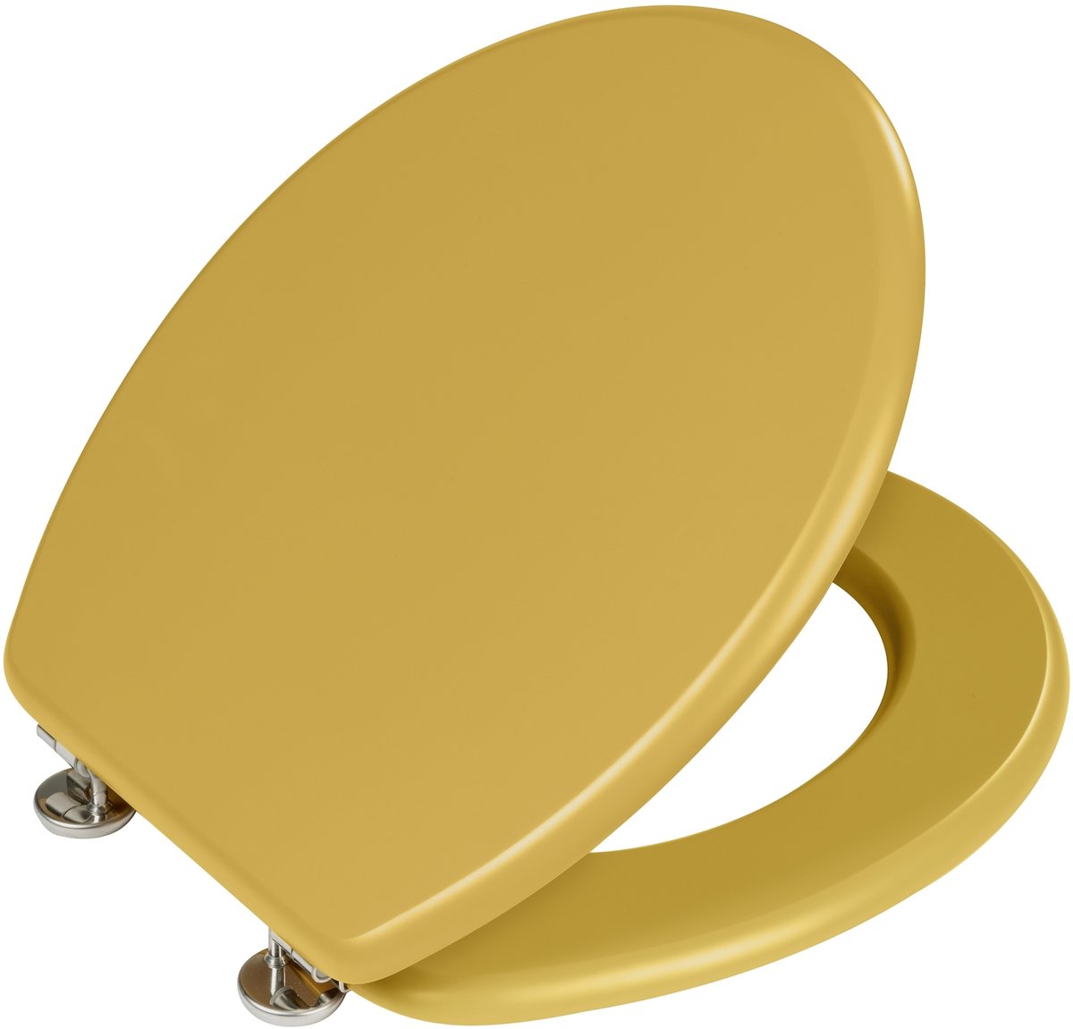 Wenko Toilettensitz Prima – matt senfgelbes MDF – FSC-Holz – Edelstahlscharniere – Toilettensitz – Toilettensitz – gelb