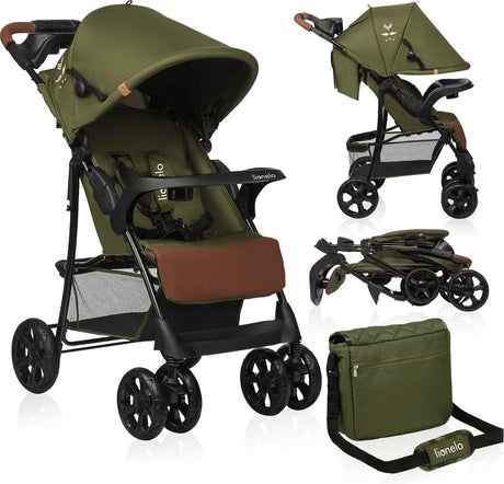 Lionelo Emma Plus Buggy und Kinderwagen – leicht und langlebig – verstellbare Rückenlehne bis Liegeposition – XXL-Markise mit Fenster – großer Korb – Organizer und Tasche – Stoßdämpfer – 5-Punkt-Gurt – bis 15 kg – kompakt faltbar