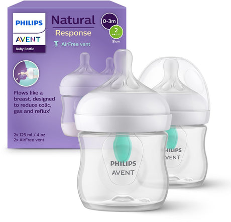 Philips Avent Natural Response Babyflasche – Anti-Kolik – 2 Stück – 125 ml – Durchfluss 2 – SCY670 02