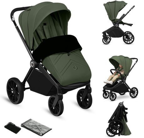 Lionelo Mika Plus Kinderwagen – All-Terrain-Räder – Leichtgewicht – verstellbarer Sitz – XXL-Verdeck mit UPF 50+ – kompakt faltbar – inklusive Zubehör