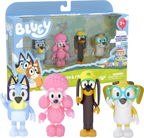 Moose Toys Bluey – 4 Spielfiguren Freunde: Bluey, Snickers, Coco und Honey – Spielfiguren-Set