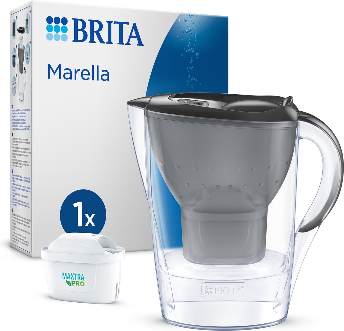 Brita - Wasserfilterkanne - Marella Cool - 2,4l - Grau - inkl. 1 Maxtra Pro All-in-1-Wasserfilterkartusche