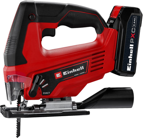 Einhell Akku-Stichsäge TC-JS 18 70 Li Kit – Power X-Change – 18 V Li-Ion – Hubhöhe: 20 mm – Gehrungsschnitte: max. 45° - inkl. 1 Sägeblatt - inkl. 2,5 Ah Akku und 1x Ladegerät