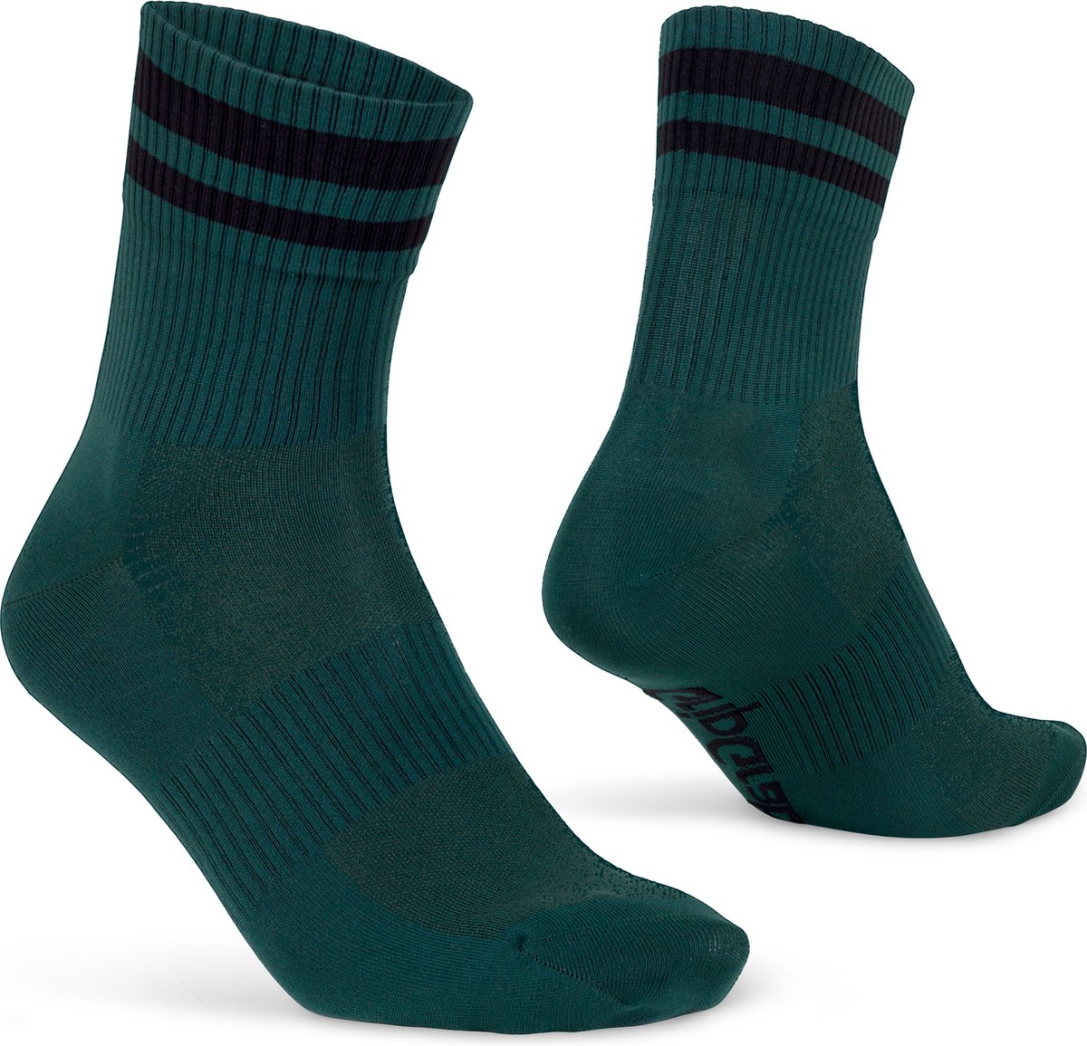 Gripgrab - Original Stripes Crew Sommer-Radsocken gestreifte Retro-Radsocken Coolmax - Unisex - Grün - Größe M (41-44)