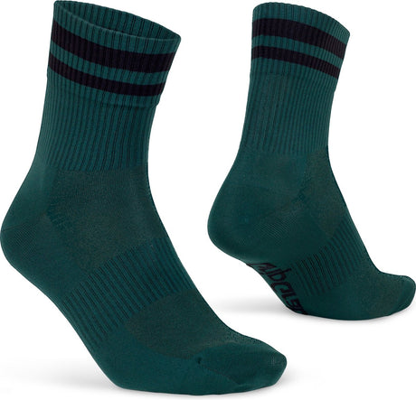 Gripgrab - Original Stripes Crew Sommer-Radsocken gestreifte Retro-Radsocken Coolmax - Unisex - Grün - Größe M (41-44)