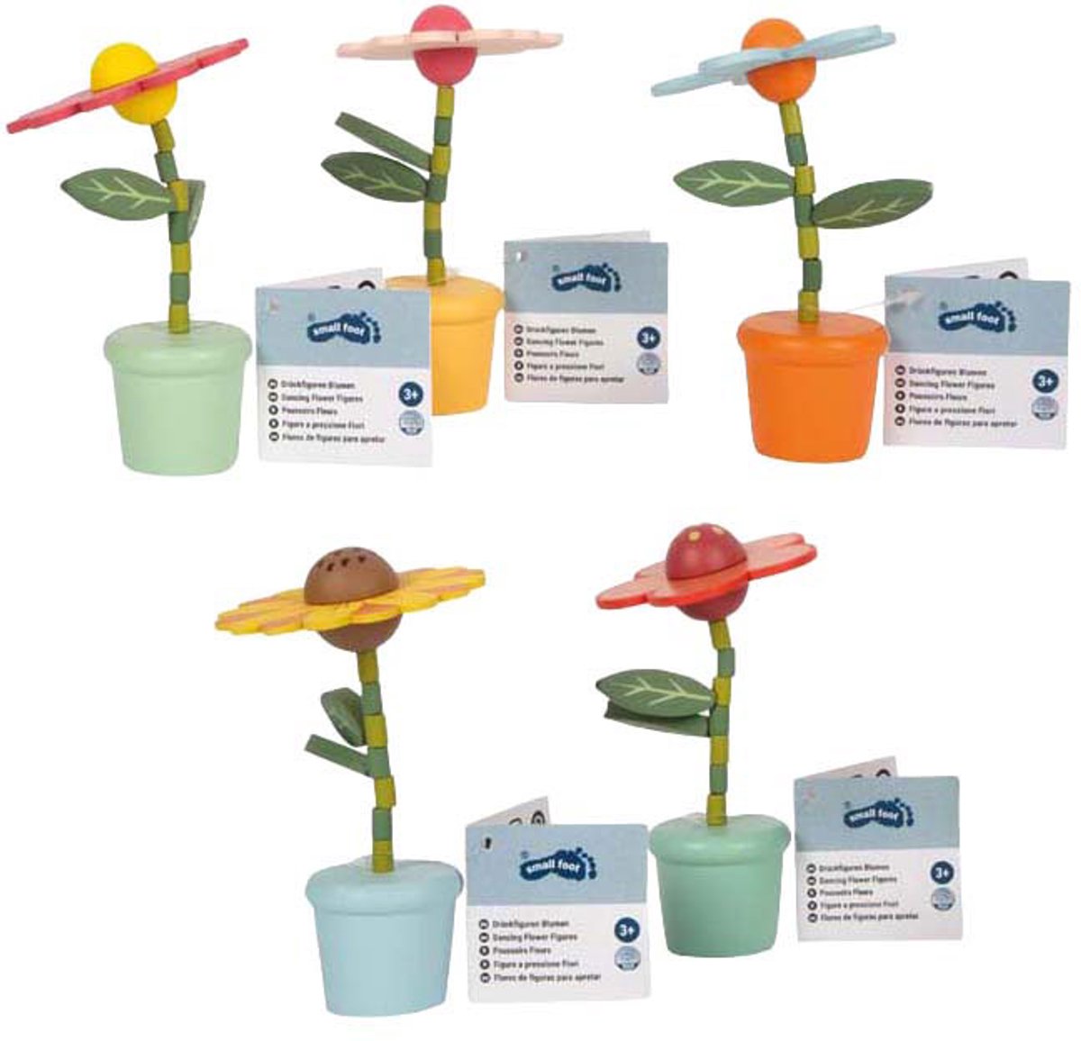 Kleiner Fuß - Tanzende Blumenfiguren aus Holz - 10 Stk.