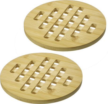 Westmark Untersetzer Tapas + Friends – runde Untersetzer zum Schutz des Tisches vor Kratzern und Verbrennungen, ideal für den Esstisch – Bambus, 20cm, 2 Stück