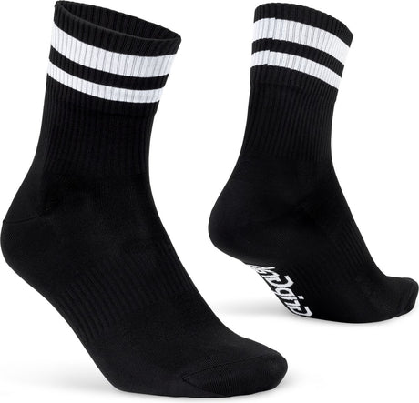 Gripgrab - Original Stripes Crew Sommer-Radsocken gestreifte Retro-Radsocken Coolmax - Unisex - Schwarz - Größe S (38-41)