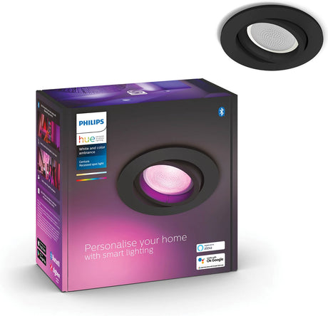 Philips hue centura inbouwspot - wit en gekleurd licht - 1-spot - zwart - rond - gu10