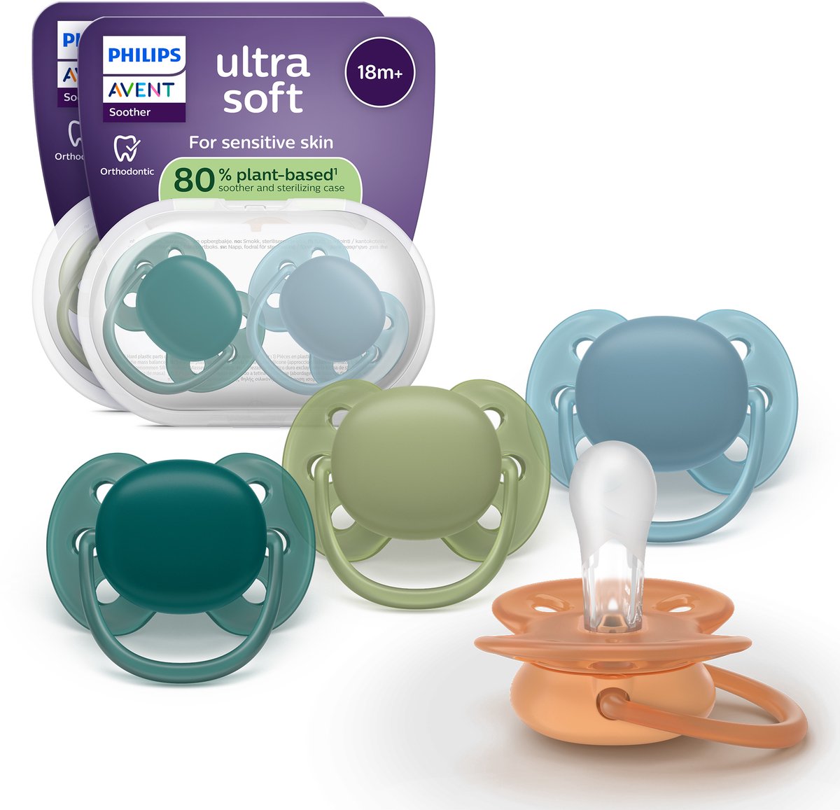 Philips avent ultra soft – superzachte siliconen fopspeen (18mnd+) – voor gevoelige huid – 4 stuks - scf093 08