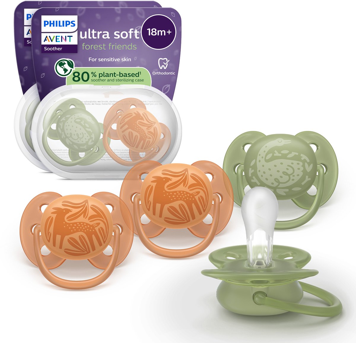 Philips avent ultra soft – superzachte siliconen fopspeen (18mnd+) – voor gevoelige huid – 4stuks - scf093 07