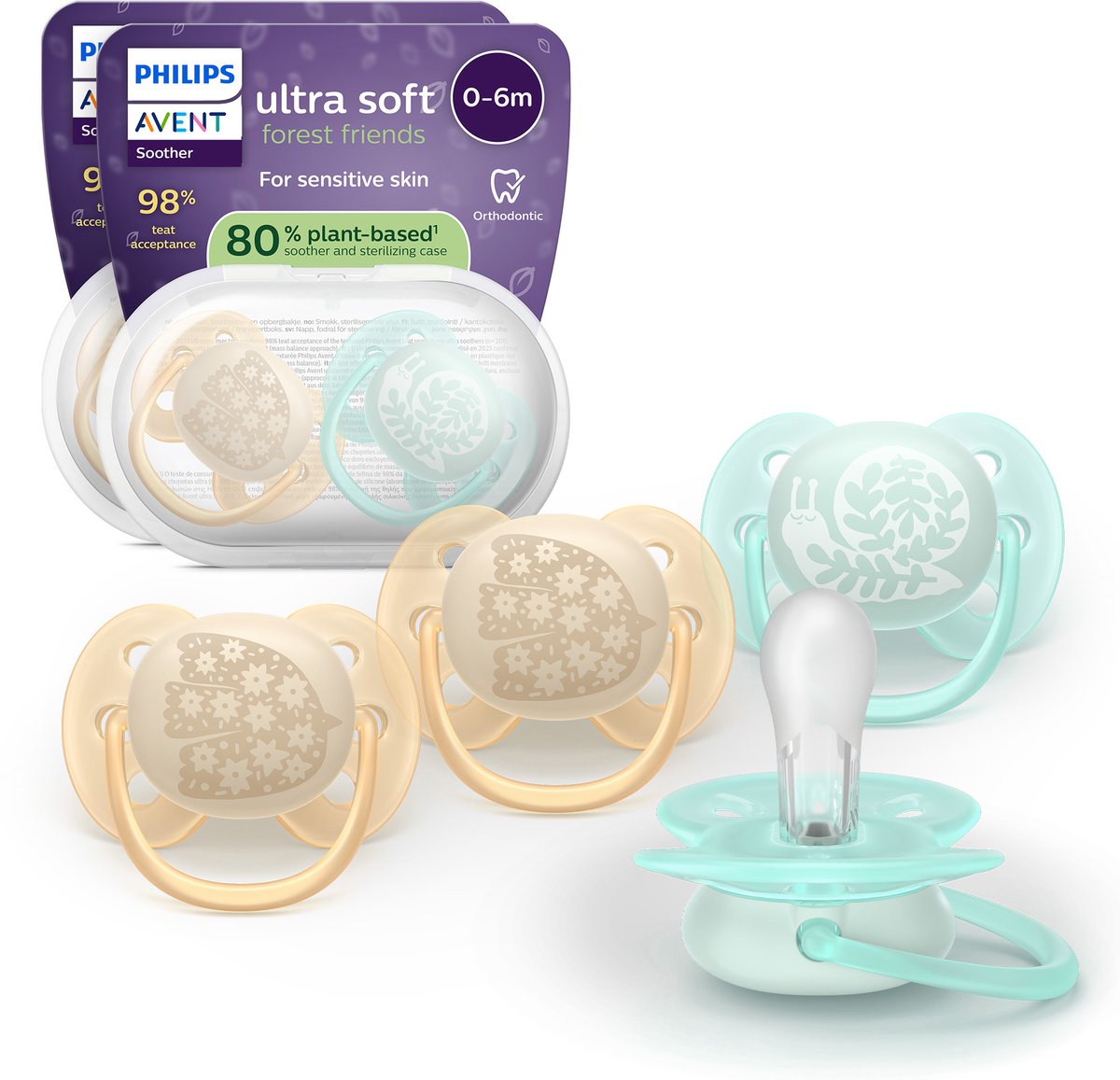 Philips avent ultra soft – superzachte siliconen fopspeen (0-6 mnd) – voor gevoelige huid – 4 stuks - scf091 49