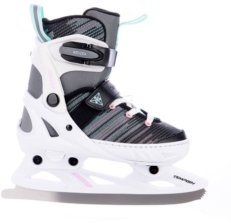 Tempish – Systent Ice Girl – verstellbare Schlittschuhe – Schlittschuhe für Kinder – weiß schwarz – mitwachsende, verstellbare Passform, warm gefüttert – Größe 29–32