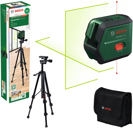 Bosch Advanced Level 2g Set – Kreuzlinienlaser inklusive Stativ