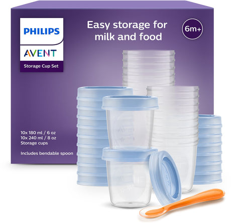 Philips Avent Aufbewahrungsbecher für Babynahrung – 180 ml und 240 ml – 20 Stück – scf721 20