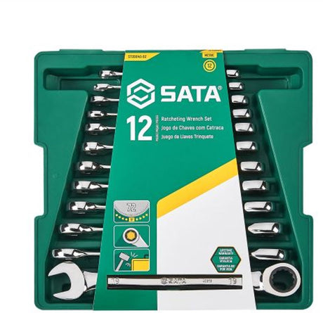 Sata ST09040-02 – 12-teiliger Ratschen-Ringschlüsselsatz – 8–19 mm – lebenslange Garantie