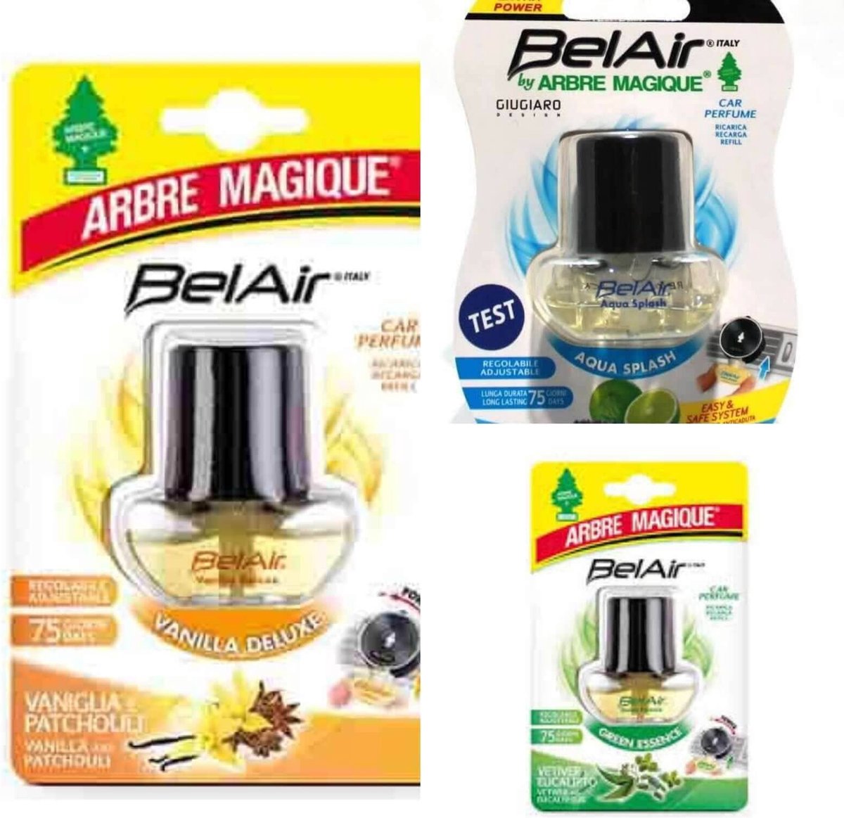 Arbre Magique Belair Green Essence Nachfüllung – Auto-Lufterfrischer, Nachfüllung für Belair-Autoparfüm – Auto-Lufterfrischer mit einstellbarer Duftabgabe bis zu 75 Tage – Auto-Parfüm 7 ml