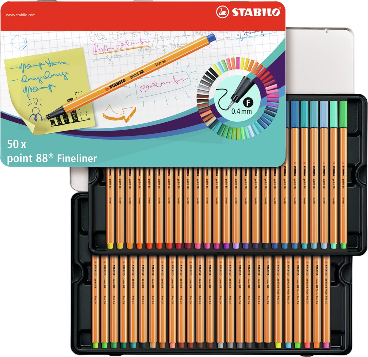 Stabilo point 88 - Fineliner - Metallset à 50 Stück