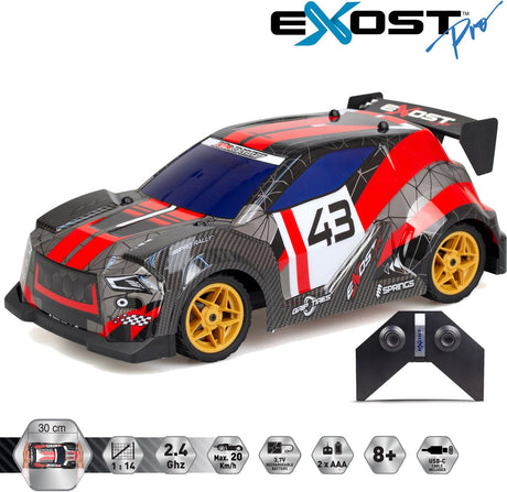 Exost Pro RC Rally XTR 1:14 – steuerbares Auto inkl. wiederaufladbarer Akku – hohe Geschwindigkeit