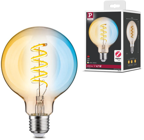 Paulmann Filament 230 V Smart Home Zigbee 3.0 LED Globe G95 E27 600LM 7,5W Tunable White Dimmbar Gold