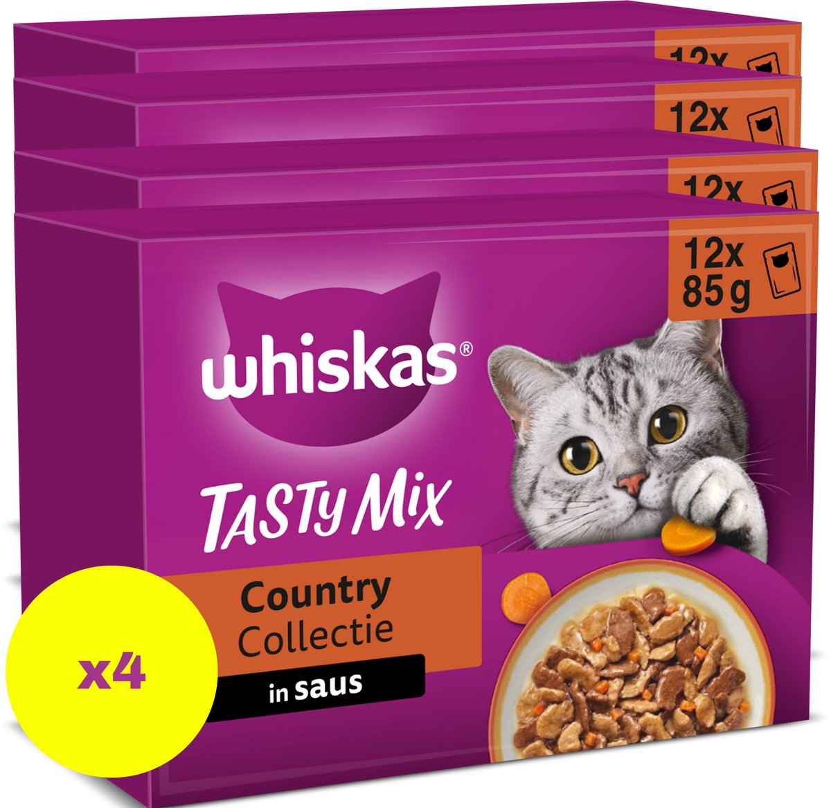 Whiskas Katzenfutter – Erwachsene ab 1 Jahr – leckere Mischung – Länderauswahl in Gelee – 48 x 85 g
