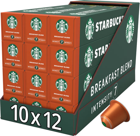 Starbucks by Nespresso Kapseln Frühstücksmischung – 10 Kaffeetassen x 12 Boxen