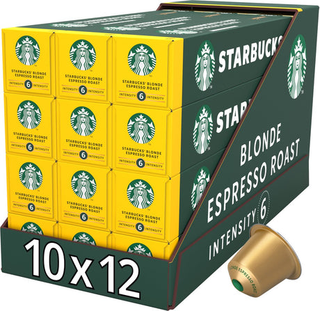 Starbucks by Nespresso Kapseln Blonde Espresso Röstung – 10 Kaffeetassen x 12 Boxen