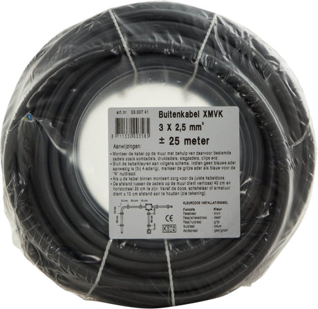 Q-Link Outdoor-Kabel xmvk – Installationskabel – 3 x 2,5 mm² – 25 Meter – grau