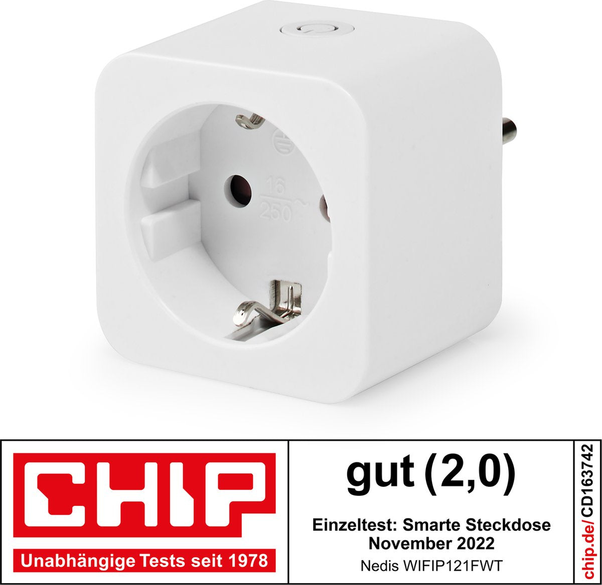 Nedis Wi-Fi P121FWT SmartLife Smart Plug Wi-Fi Energiemessgerät 3680 W Typ F (CEE 7 3) -10 - 45 °C Android IOS Weiß