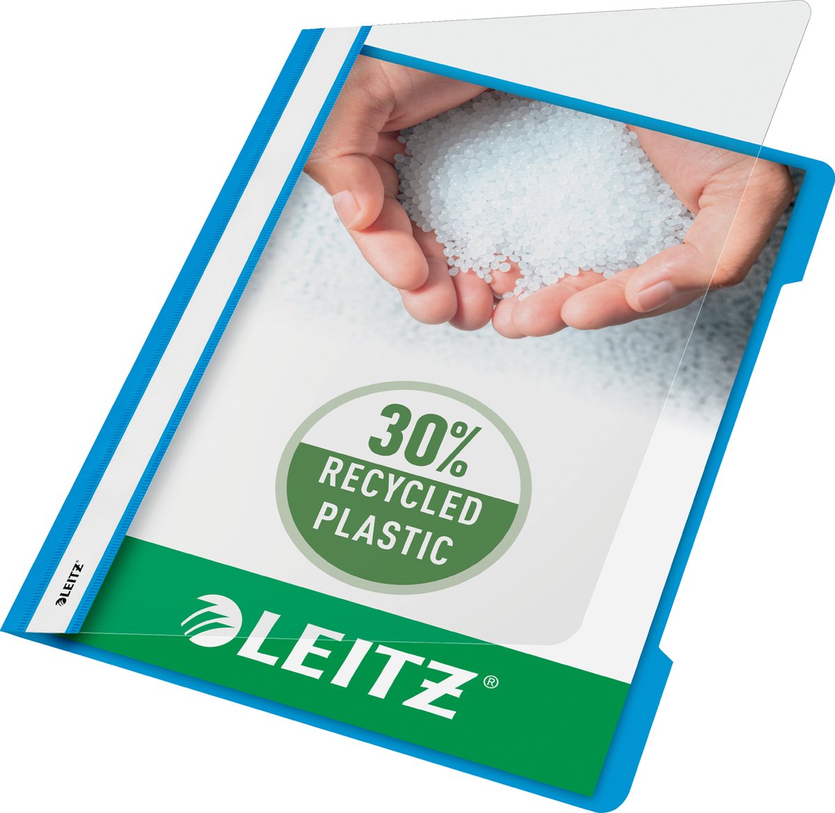 Leitz Schnellfixierer A4 – 30 % recycelter Pre-Consumer-Kunststoff – 25 Stück – Hellblau