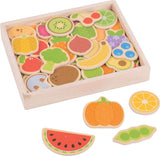Bigjigs Holzmagnete Obst und Gemüse, 35 Stk.
