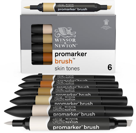 Winsor Newton 0290127 Pro Marker Pinsel 6 Hauttöne Set | Professionelle Alkoholmarker, Layoutmarker