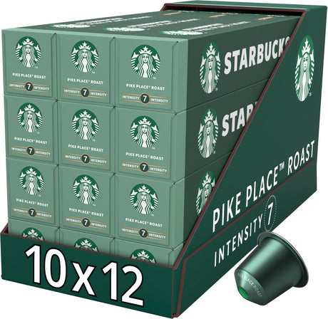 Starbucks by Nespresso Kapseln Pike Place Roast – 10 Kaffeetassen x 12 Boxen