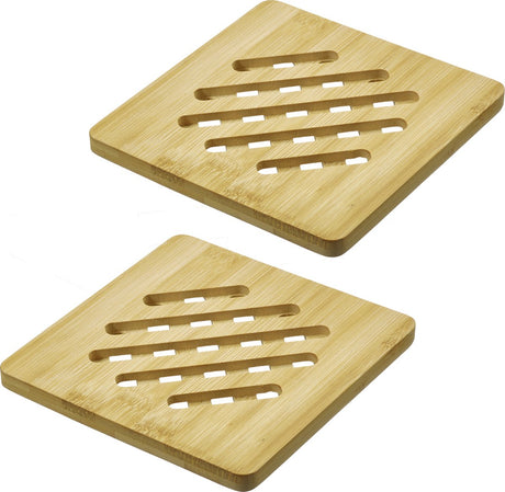 Westmark Untersetzer Tapas + Friends – quadratische Untersetzer zum Schutz des Tisches vor Kratzern und Verbrennungen, ideal für den Esstisch – Bambus, 17 x 17 cm, 2 Stück