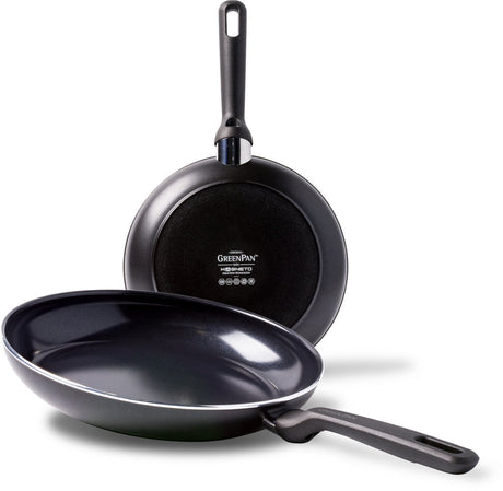 Greenpan Memphis Bratpfannenset 2-teilig – 24 x 28 cm – PFAS-freie Antihaftbeschichtung – Induktionspfannenset – Keramikpfanne – ofenfest bis 160 °C – Kaltgriffe – Schwarz
